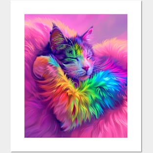 Cat Rainbow Room Decor Posters and Art